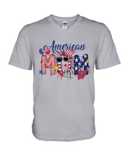4th Of July Patriotic Doodle American Mom V-Neck T-Shirt tile