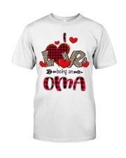 I Love Being An Oma - Red Plaid Heart Premium Fit Mens Tee tile