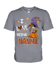 I Love Being Nannie-Pumpkin Art V-Neck T-Shirt tile