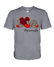 Love Grammy Life - Red Plaid Heart V-Neck T-Shirt tile