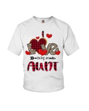 I Love Being An Aunt - Red Plaid Heart Youth T-Shirt tile