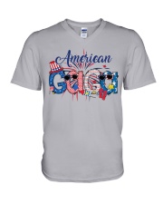 Patriotic Doodle 4th Of July American Gaga V-Neck T-Shirt tile