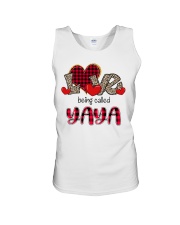 Love being called Yaya - Red Plaid Heart Unisex Tank tile