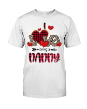 I Love Being A Nanny - Red Plaid Heart Premium Fit Mens Tee tile