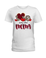 Love being called Mema - Red Plaid Heart Ladies T-Shirt tile
