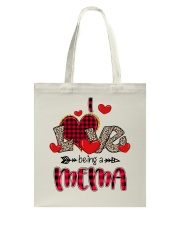 I Love Being A Mema - Red Plaid Heart Tote Bag tile
