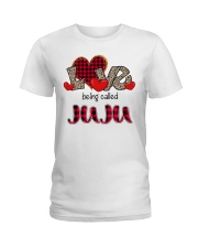 Love being called Juju - Red Plaid Heart Ladies T-Shirt tile