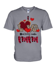 I Love Being A Mimi - Red Plaid Heart V-Neck T-Shirt tile