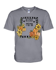 Blessed Mema - Fall Pumpkin V-Neck T-Shirt tile