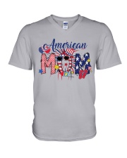 Patriotic Doodle 4th Of July American Mom V-Neck T-Shirt tile
