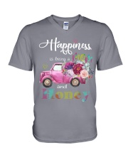 Happiness Is Being A Mom And Honey V-Neck T-Shirt tile