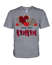 Love being called Mimi - Red Plaid Heart V-Neck T-Shirt tile