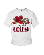 Love being called Lolly - Red Plaid Heart Youth T-Shirt tile