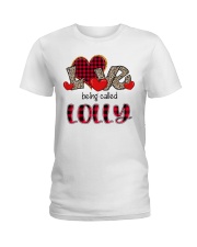 Love being called Lolly - Red Plaid Heart Ladies T-Shirt tile