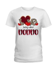 Love being called Nonno - Red Plaid Heart Ladies T-Shirt tile
