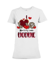 I Love Being A Nonnie - Red Plaid Heart Premium Fit Ladies Tee tile