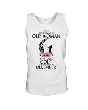 Never Underestimate Old Woman Golf December Unisex Tank thumbnail