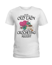 Never Underestimate Old Lady Crocheting August Ladies T-Shirt thumbnail