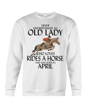 Never Underestimate Old Lady Rides Horse April Crewneck Sweatshirt thumbnail