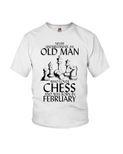 Never Underestimate Old Man Chess February Youth T-Shirt thumbnail