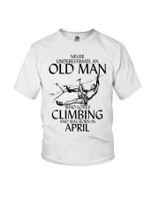 Never Underestimate Old Man Climbing April Youth T-Shirt thumbnail