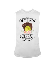 Never Underestimate Old Lady Softball January Sleeveless Tee thumbnail