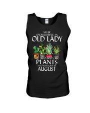 Never Underestimate Old Lady Love Plants August Unisex Tank thumbnail