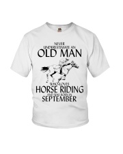 Old Man Horse Riding September Youth T-Shirt thumbnail