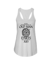 Never Underestimate An Old Man Loves Darts July Ladies Flowy Tank thumbnail