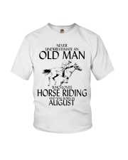 Never Underestimate Old Man Horse Riding August Youth T-Shirt thumbnail