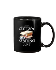 Never Underestimate Old Lady Reading June Black Mug thumbnail