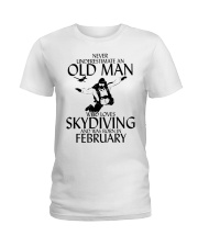 Never Underestimate Old Man Skydiving February Ladies T-Shirt thumbnail