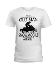 Never Underestimate Old Man Snowmobile August Ladies T-Shirt thumbnail