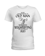Never Underestimate Old Man Weightlifting July Ladies T-Shirt thumbnail