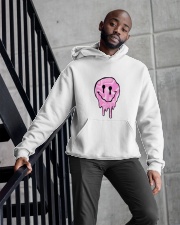 Pink Melting Smiley Face Hooded Sweatshirt apparel-hooded-sweatshirt-lifestyle-front-10