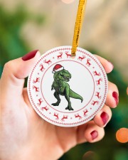 T-rex - Christmas - Circle Ornament Circle ornament - single (porcelain) aos-circle-ornament-single-porcelain-lifestyles-09