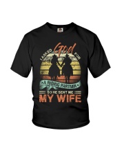 I Asked God for A Riding Partner So He Sent Me Youth T-Shirt tile
