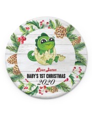 Dinosaurs - Baby's 1st Christmas - Personalized Circle ornament - single (porcelain) front