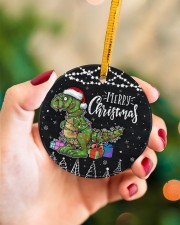 Christmas - T-rex - Merry Christmas Circle ornament - single (porcelain) aos-circle-ornament-single-porcelain-lifestyles-09
