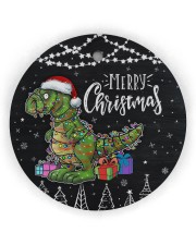 Christmas - T-rex - Merry Christmas Circle Ornament (Wood tile