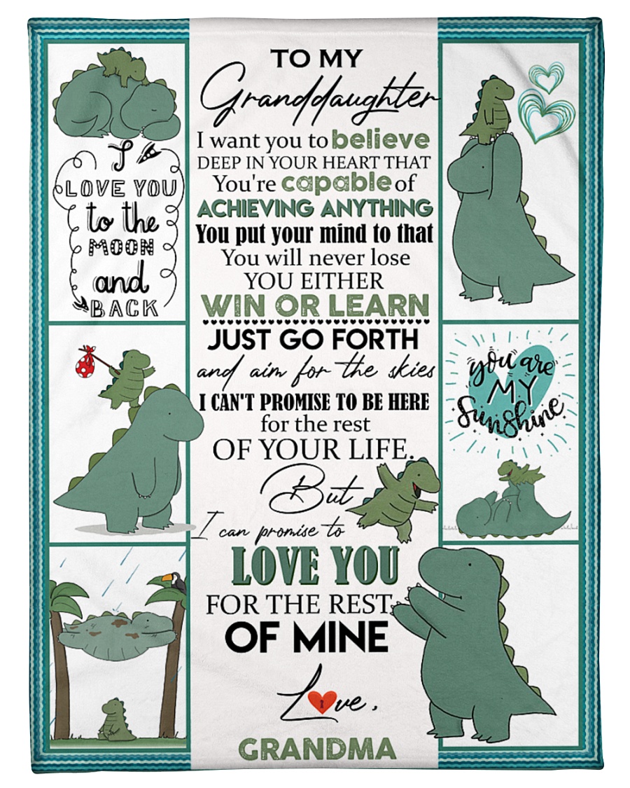 GRANDMA TO GRANDDAUGHTER- T REX - WIN OR LEARN Small Fleece Blanket - 30" x 40"