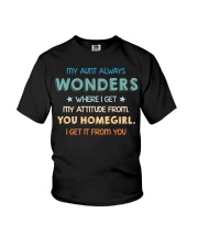 My aunt always wonders Youth T-Shirt front