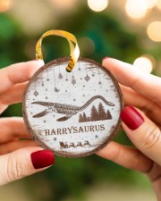 Christmas - Elasmosaurus - Personalized Circle ornament - single (porcelain) aos-circle-ornament-single-porcelain-lifestyles-08