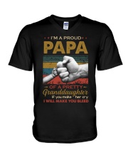 I'M A PROUD PAPA - OF A PRETTY GRANDDAUGHTER V-Neck T-Shirt thumbnail