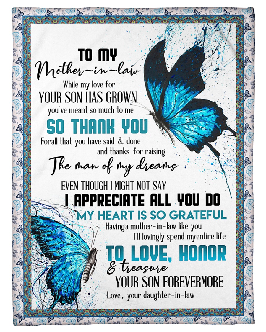 TO MY MOTHER-IN-LAW - BUTTERFLY - THANK YOU Small Fleece Blanket - 30" x 40"