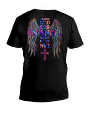 Husband Wife - Cross - I Asked God For An Angel V-Neck T-Shirt tile