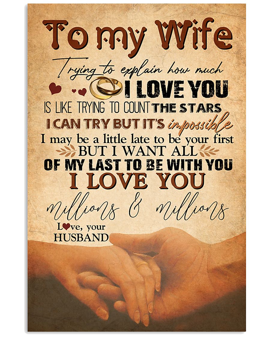 TO MY WIFE - HAND IN HAND - I LOVE YOU 16x24 Poster