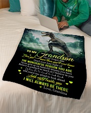 GRANDMA TO GRANDSON - T REX - BE THERE Small Fleece Blanket - 30" x 40" aos-coral-fleece-blanket-30x40-lifestyle-front-07