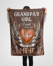 Grandpa's Girl- I used to be his angel Now he's mine Small Fleece Blanket - 30" x 40" aos-coral-fleece-blanket-30x40-lifestyle-front-14