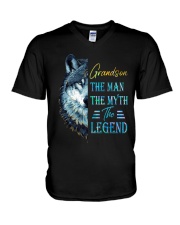 To Grandson - The Man The Myth The Legend V-Neck T-Shirt tile